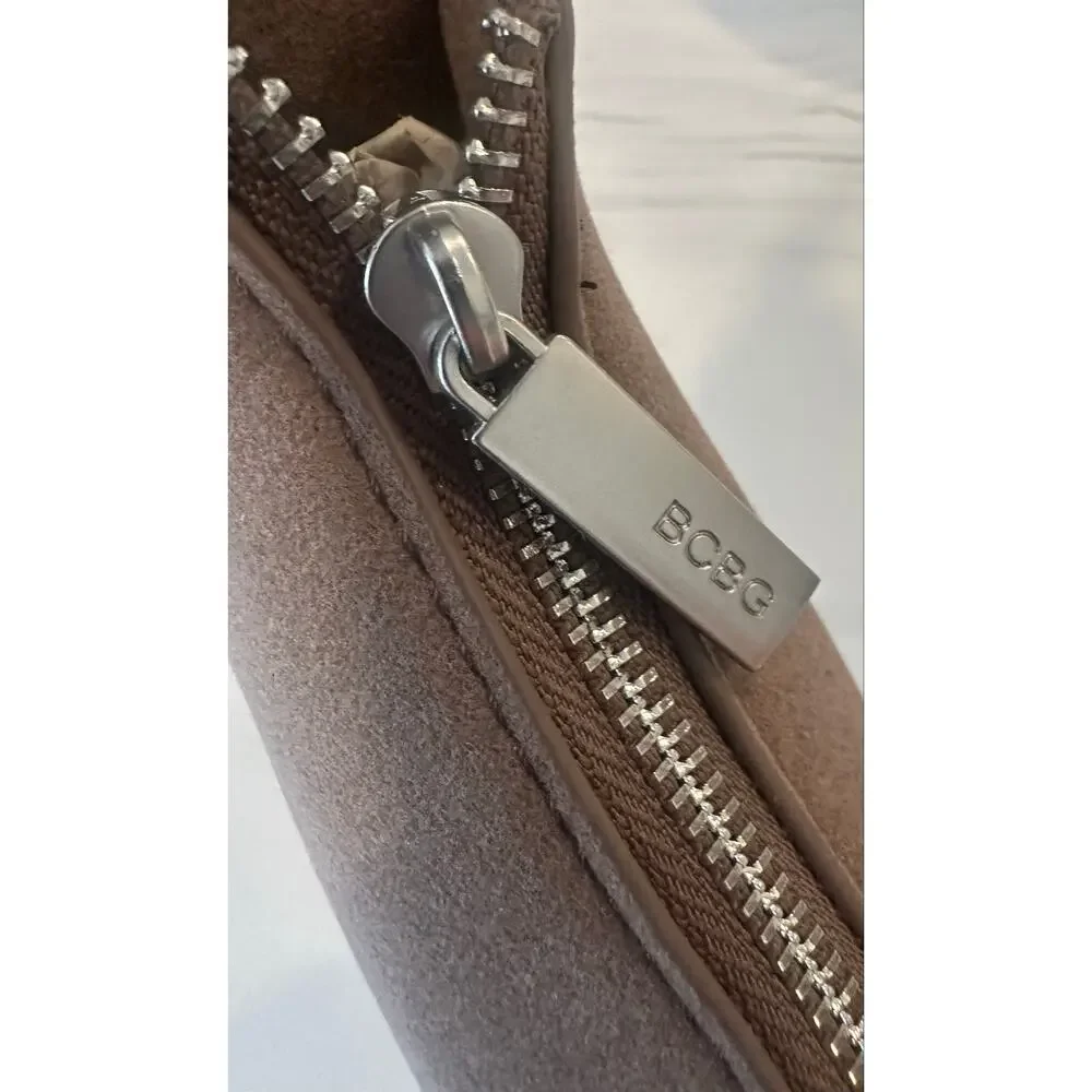 BCBG Skinny Crescent Shoulder Bag Taupe NWT Zip Top Adjustable Strap